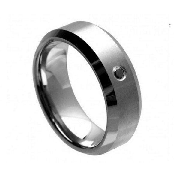Other - 8mm Brushed Shiny Edge Tungsten Wedding Band Ring